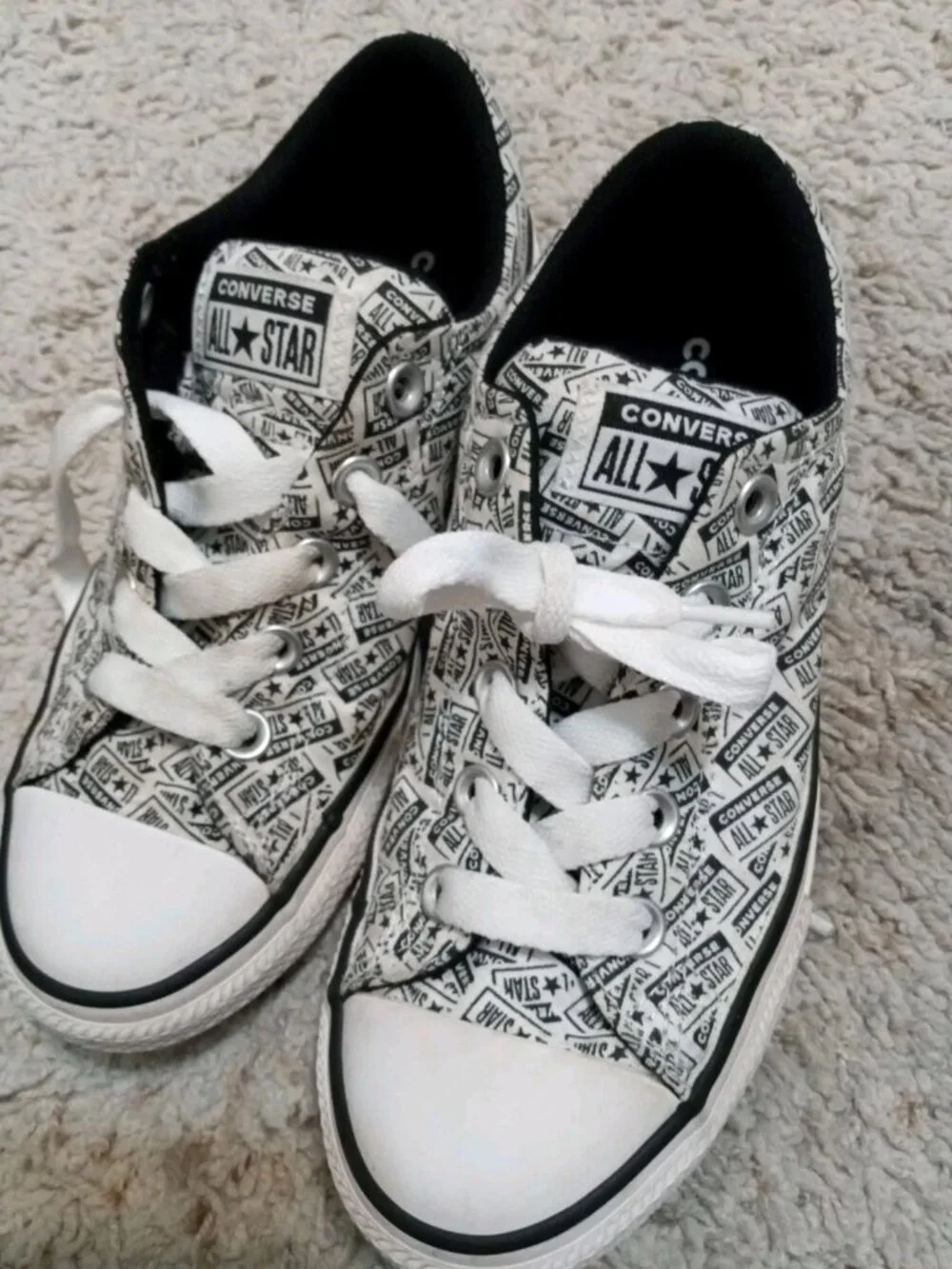 Converse CTAS Street Lace Up White/Black All Over Print Kids Sneakers-Size 2